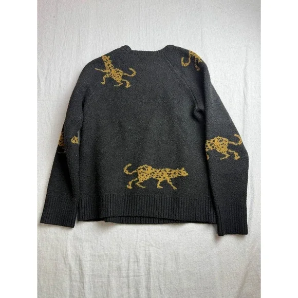 THML Sweater Womens S Cheetah Print Black Gold Mob Wife Boho Glam Indie Sleaze - Picture 7 of 7